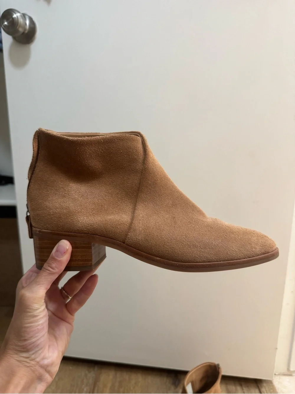 Soludos Suede Ankle Booties in Camel